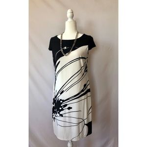 Nine West Abstract Floral Print Cap Sleeve Dress